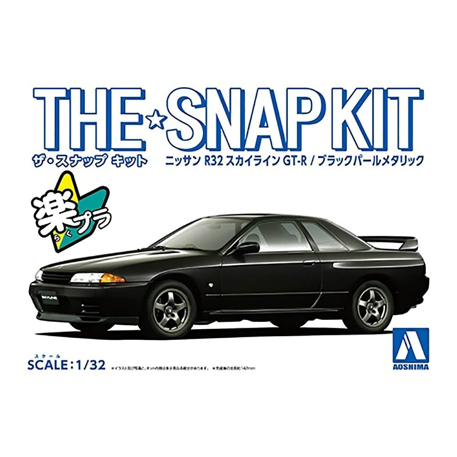 Aoshima 1/32 Nissan R32 Skyline GT-R (Black Pearl Metallic) Snap Kit