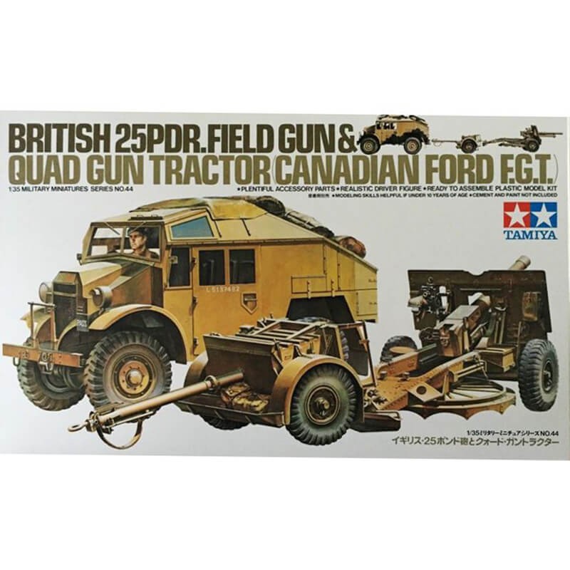 Tamiya 1/35 British 25PDR.Field Gun & Quad Gun Tractor(Canadian Ford F.G.T.) Kit