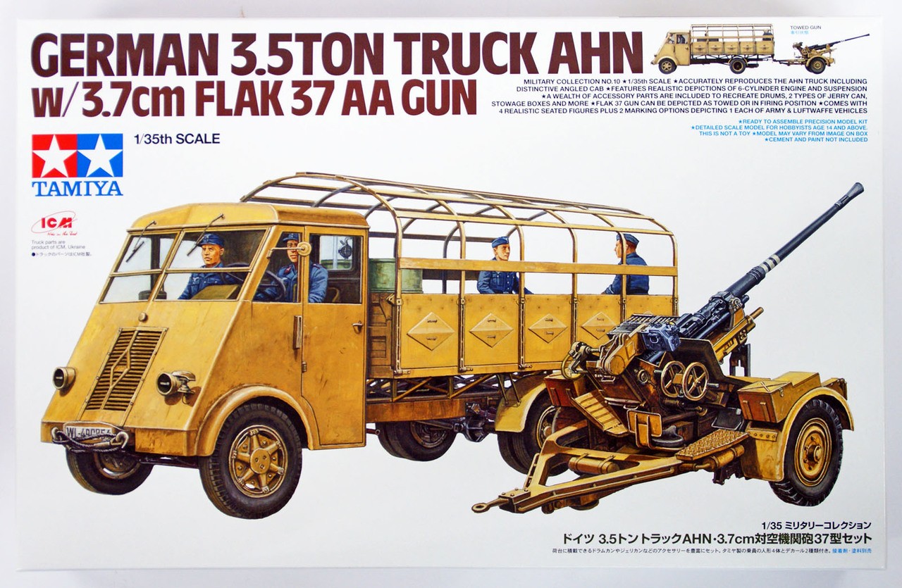 Tamiya 1/35 German 3.5ton Truck AHN w/3.7cm Flak 37 AA Gun Kit TA-32410