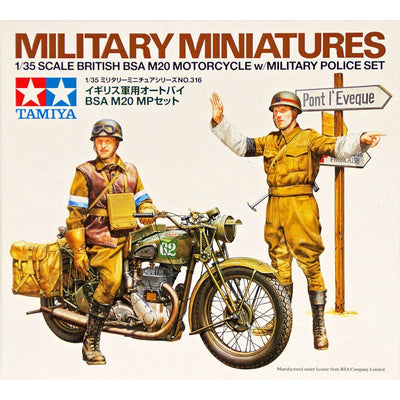 Tamiya 1/35 Military Miniatures British BSA M20 Motorcycle w/Military Police Set Kit