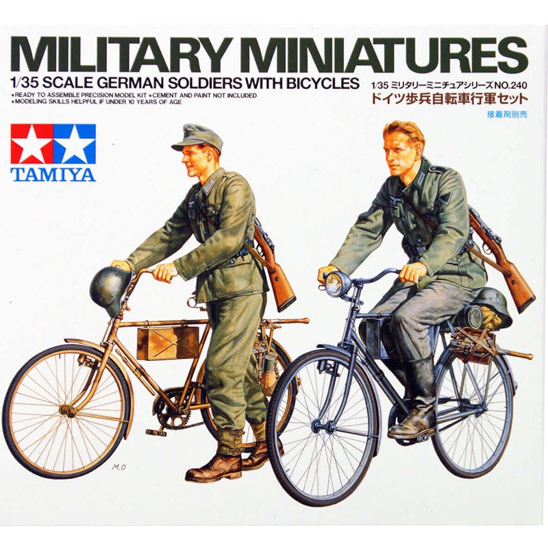Tamiya 1/35 Military Miniatures German Soldiers With Bicycles Kit