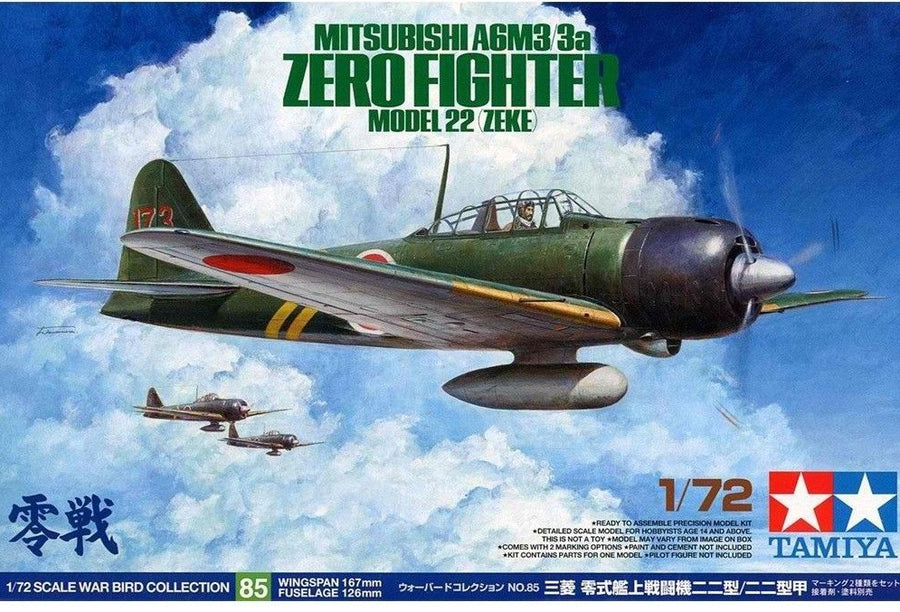 Tamiya 1/72 Mitsubishi A6M3/3a Zero Fighter Model 22 (Zeke) Kit