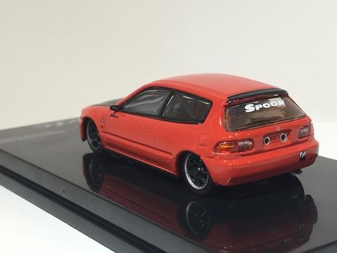 Tarmac Works 1/64 Honda Civic EG6 Gr.A Racing Red with Black bonnet T-12-RE