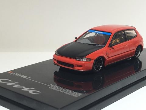 Tarmac Works 1/64 Honda Civic EG6 Gr.A Racing Red with Black bonnet