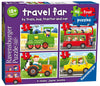 Travel Far by Train, Bus, Tractor and Car 2-3-4-5pc 4 Chunky Jigsaw Puzzles
