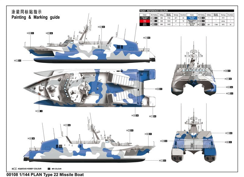 Trumpeter 1/144 Plan Type 22 Missile Boat Kit TR-00108