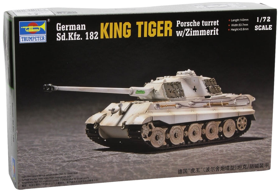 Trumpeter 1/72 German Sd.Kfz. 182 King Tiger (Porsche Turret) w/Zimmerit Kit