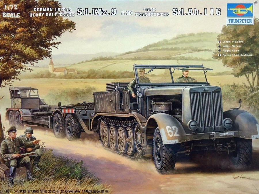 Trumpeter 1/72 German Sd.Kfz.9 18 Ton Half-Track & Sd.Ah.116 Kit