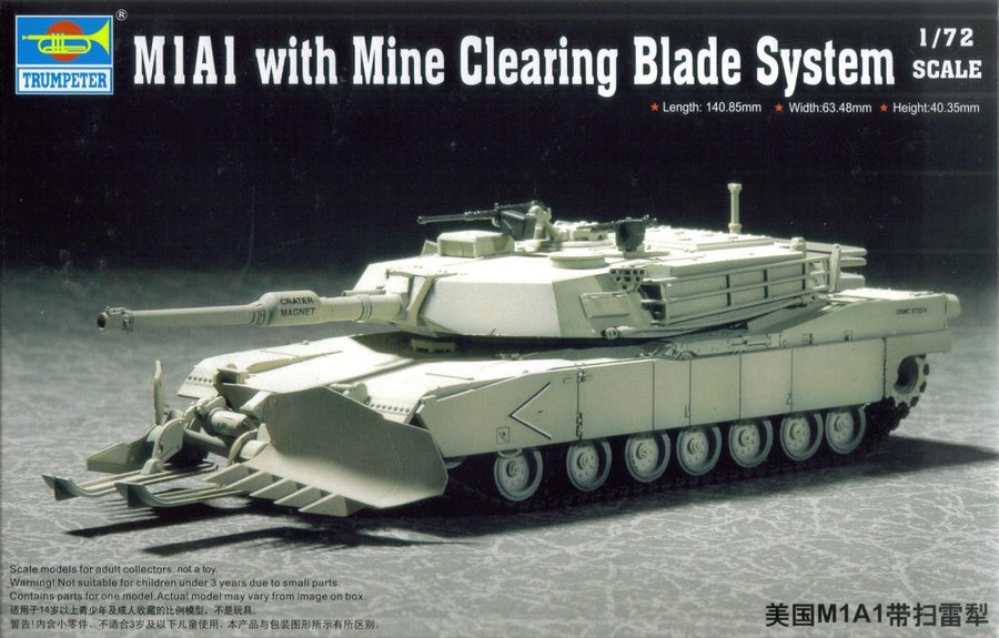 Trumpeter 1/72 M1A1 with Mine Clearing Blade System Kit