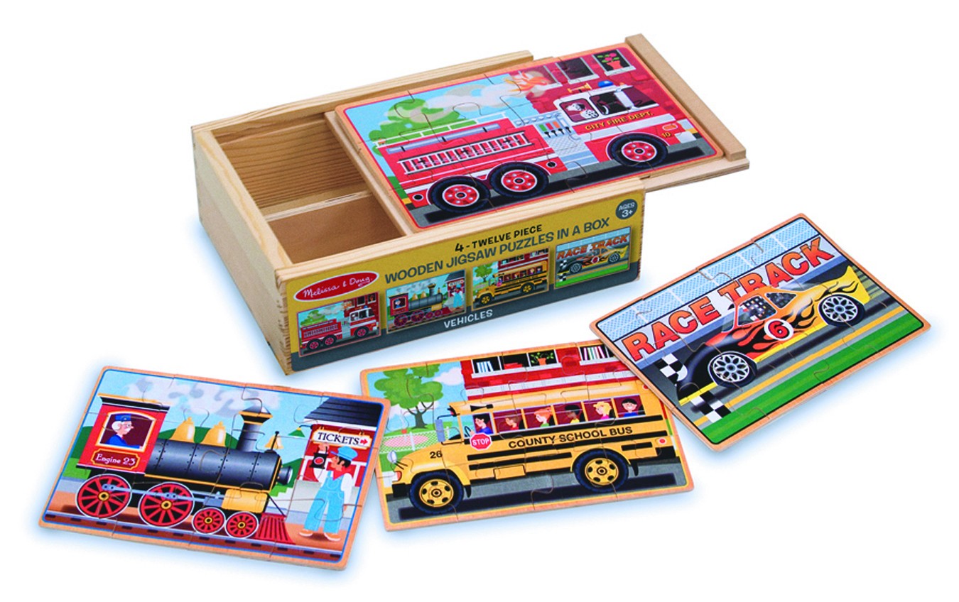 Vehicles 4x12pcs Wooden Jigsaw Puzzles