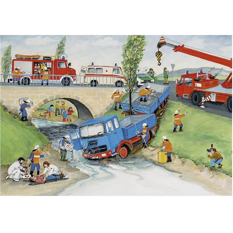 With the Fire Brigade by Wolfgang Metzger 2x24pcs Puzzle